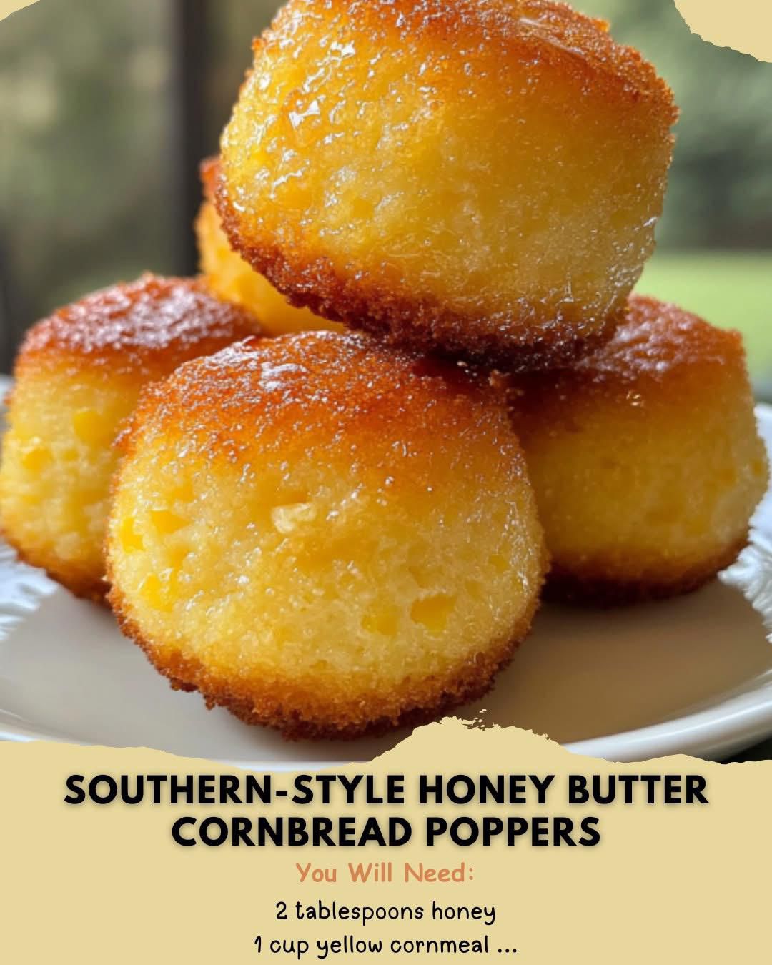 **Southern-Style Honey Butter Cornbread Poppers: A Sweet and Savory Bite** If you’re looking for a crowd-pleasing appetizer or snack that combines the comforting flavors of Southern-style cornbread with a touch of sweetness, these **Honey Butter Cornbread Poppers** are the perfect choice! These bite-sized treats are soft, moist, and packed with the rich flavors of cornmeal, honey, and butter. They’re easy to make, fun to eat, and perfect for parties, potlucks, or even as a side dish for your favorite Southern meal. --- ### **Why You’ll Love This Recipe** - **Bite-sized and fun**: Perfect for snacking or serving at gatherings. - **Sweet and savory**: The combination of honey and butter adds a delightful sweetness to the classic cornbread flavor. - **Easy to make**: Simple ingredients and straightforward steps. - **Versatile**: Serve as an appetizer, snack, or side dish. --- ### **Ingredients** Here’s what you’ll need to make these delicious Honey Butter Cornbread Poppers: #### **For the Cornbread Poppers:** - **1 cup cornmeal** - **1 cup all-purpose flour** - **1 tablespoon baking powder** - **½ teaspoon baking soda** - **½ teaspoon salt** - **1 cup buttermilk** - **½ cup unsalted butter (melted)** - **¼ cup honey** - **1 large egg** - **1 cup shredded cheddar cheese (optional, for a savory twist)** #### **For the Honey Butter Glaze:** - **¼ cup unsalted butter (melted)** - **2 tablespoons honey** - **1 tablespoon fresh parsley (chopped, for garnish)** --- ### **Step-by-Step Instructions** #### **Step 1: Preheat and Prepare** 1. Preheat your oven to **375°F (190°C)**. 2. Grease a mini muffin tin or line it with mini muffin liners. #### **Step 2: Make the Cornbread Batter** 1. In a large mixing bowl, whisk together the cornmeal, flour, baking powder, baking soda, and salt. 2. In a separate bowl, combine the buttermilk, melted butter, honey, and egg. Mix until well combined. 3. Gradually add the wet ingredients to the dry ingredients, stirring until just combined. Be careful not to overmix. 4. If using, fold in the shredded cheddar cheese for a savory twist. #### **Step 3: Bake the Poppers** 1. Scoop the batter into the prepared mini muffin tin, filling each cup about ¾ full. 2. Bake for **10-12 minutes**, or until the poppers are golden brown and a toothpick inserted into the center comes out clean. 3. Remove from the oven and let the poppers cool in the tin for 5 minutes before transferring them to a wire rack. #### **Step 4: Make the Honey Butter Glaze** 1. In a small bowl, whisk together the melted butter and honey until smooth. 2. Brush the glaze over the warm cornbread poppers or drizzle it on top. 3. Sprinkle with chopped parsley for a fresh, colorful garnish. --- ### **Tips for Success** - **Use buttermilk**: It adds moisture and a slight tanginess that enhances the flavor of the cornbread. - **Don’t overmix**: Overmixing can result in dense poppers. Mix until just combined. - **Add-ins**: Feel free to customize with jalapeños, bacon bits, or green onions for a savory twist. - **Serve warm**: These poppers are best enjoyed fresh out of the oven or warmed up. --- ### **Variations to Try** 1. **Spicy Poppers**: Add 1-2 finely chopped jalapeños to the batter for a spicy kick. 2. **Cheesy Poppers**: Mix in 1 cup of shredded cheddar cheese or pepper jack cheese for extra flavor. 3. **Sweet Poppers**: Add ½ cup of corn kernels for a pop of sweetness and texture. 4. **Herb-Infused**: Stir in 1 tablespoon of fresh herbs like rosemary or thyme for an aromatic twist. --- ### **Frequently Asked Questions (FAQs)** **Q: Can I make these ahead of time?** A: Yes! You can bake the poppers ahead of time and store them in an airtight container for up to 2 days. Reheat in the oven before serving. **Q: Can I use regular milk instead of buttermilk?** A: Yes, but buttermilk adds moisture and flavor. If you don’t have buttermilk, you can make a substitute by adding 1 tablespoon of lemon juice or vinegar to 1 cup of milk and letting it sit for 5 minutes. **Q: Can I freeze these poppers?** A: Absolutely! Freeze them in a single layer on a baking sheet, then transfer to a freezer bag. Reheat in the oven when ready to serve. **Q: Can I make these gluten-free?** A: Yes, substitute the all-purpose flour with a gluten-free flour blend. --- ### **Conclusion** These **Southern-Style Honey Butter Cornbread Poppers** are a delightful combination of sweet and savory flavors, making them a hit at any gathering. With their soft, moist texture and irresistible honey butter glaze, they’re sure to disappear quickly! Whether you’re serving them as an appetizer, snack, or side dish, these poppers are a delicious way to bring a taste of the South to your table. Give them a try and watch them become a new favorite! 🌽🍯✨ --- ### **External Links for Inspiration** - [Southern Living’s Best Cornbread Recipes](https://www.southernliving.com/food/grains/cornmeal/cornbread-recipes) - [How to Make Perfect Buttermilk Substitutes](https://www.bonappetit.com/story/buttermilk-substitute) - [Creative Cornbread Variations](https://www.foodnetwork.com/recipes/articles/50-cornbread-recipes) Enjoy your Honey Butter Cornbread Poppers! 🧈🍯